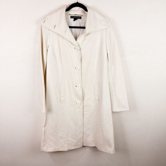 Ralph Lauren Cream Pea Coat Midi Jacket Size 10 - Picture 1 of 9